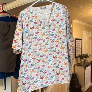 Uniform advantage two pockets scrub top, 3X, flamingo